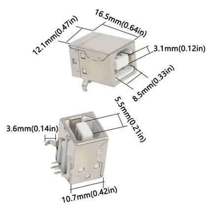 Puerto Conector Usb Tipo B Hembra De 4 Pines Para Impresora