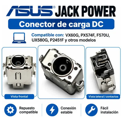 Jack Power Asus Asus Vx60g, Px574f, F570u, Ux580g, P2451f,