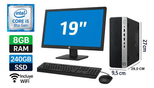 Kit Computador Hp 600 G4 Core I5 8va 8gb 240gb Ssd + Monitor 240 Gb 8 Gb Integrada