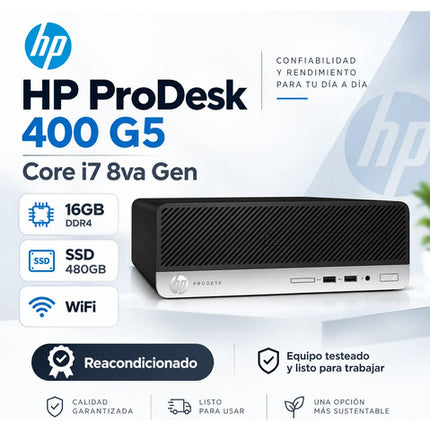 Hp Prodesk 400g5 Core I7 Octava Gen 16gb Ddr4 480gb Ssd Wifi 16 Gb