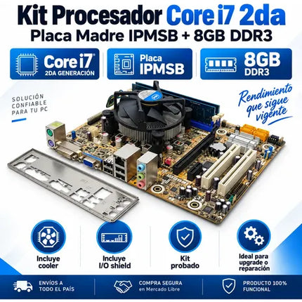 Kit Procesador Core I7-2da Placa Madre Ipmsb 8gb Ram