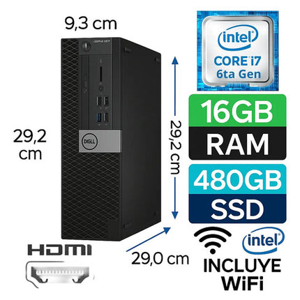 Dell Optiplex 3050 Intel Core I7 6ta Gen 16gb Ssd 480gb Wifi
