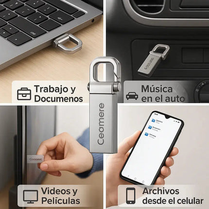 Pack 3 Pendrive Ceamere 8gb Usb Flash Metalico  Smtyu Plateado Generico