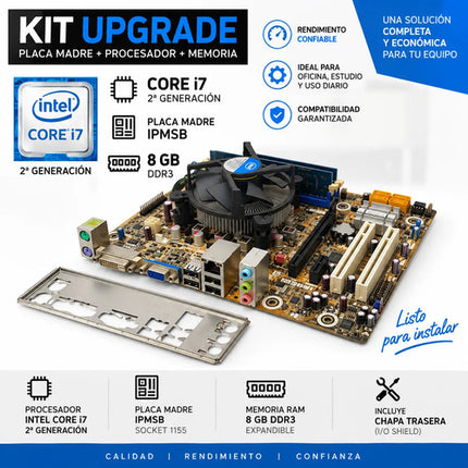 Kit Procesador Core I7-2da Placa Madre Ipmsb 8gb Ram