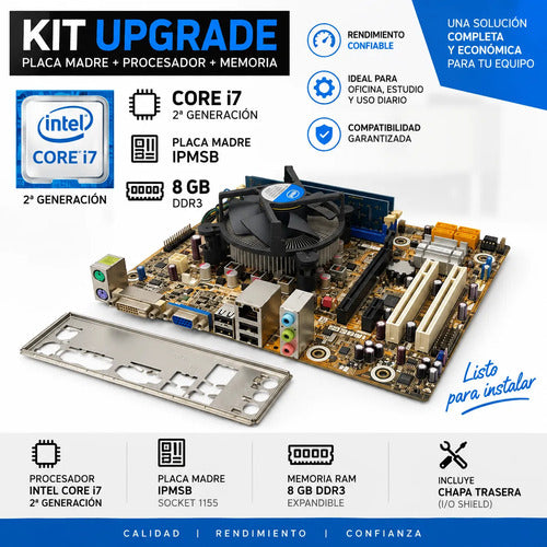 Kit Procesador Core I7-2da Placa Madre Ipmsb 8gb Ram