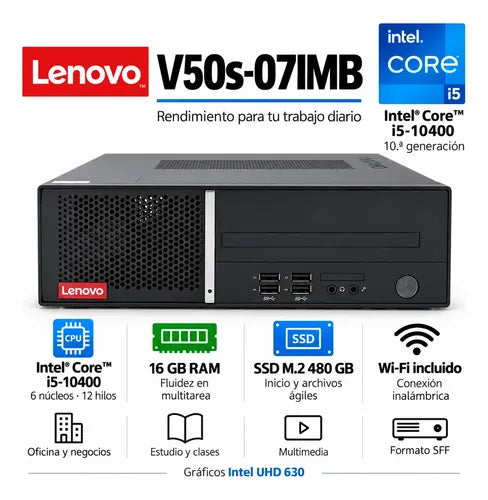Lenovo V50s Core i5-10400 10ª Gen 16 GB RAM SSD M.2 480 GB Wi-Fi