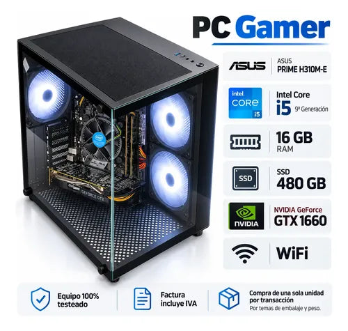 PC Gamer Intel i5 9na 16GB SSD 480GB GTX 1660 WiFi