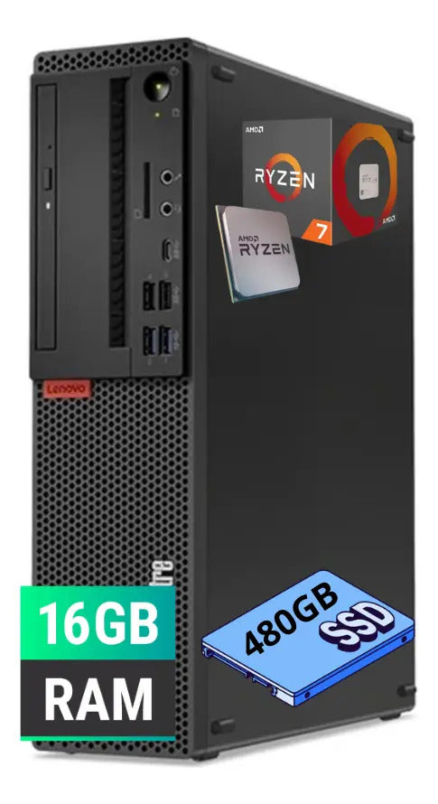 Lenovo Desktop Amd Ryzen 7 16gb 480gb Ssd Wifi