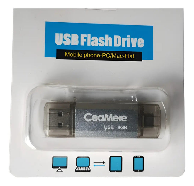 Pendrive  Marca Ceamere 8gb Puerto Usb Y Tipo C