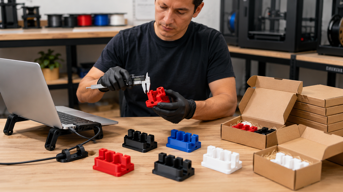 Control dimensional, prueba de uso y embalaje de productos 3D